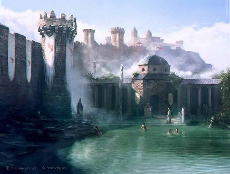 ⛲️Maidenpool⛲️
Artwork I made for <a href="/GRRMspeaking/">George RR Martin</a> &amp; <a href="/westerosorg/">Elio & Linda</a> ‘s TROTD. 
Do you think we will see this location in HOTD season 3?