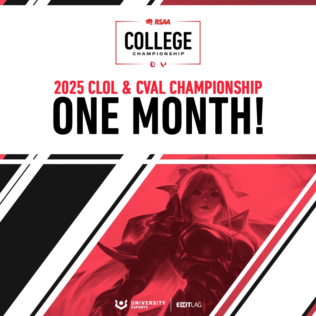 UNIVERSITY Esports NA | ExitLag (@uniesportsna) on Twitter photo The countdown is ON! ๐
Just one month until the CLOL & CVAL Championship Grand Finals descend upon Raleigh!
๐ <a href="/NCState/">NC State University</a>
๐ May 31 - June 1
Grab your FREE tickets now: bit.ly/4iwZgha The countdown is ON! ๐
Just one month until the CLOL & CVAL Championship Grand Finals descend upon Raleigh!
๐ <a href="/NCState/">NC State University</a>
๐ May 31 - June 1
Grab your FREE tickets now: bit.ly/4iwZgha