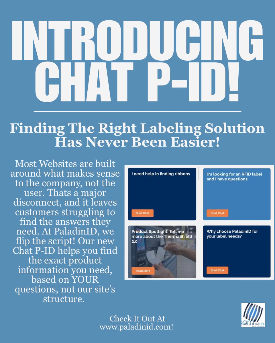 DanaJRitchie's tweet image. Need Help Finding The Perfect Labeling Solution? Our New Cutting Edge Technology With Chat P-ID Is The Solution! Visit Our Website Today To Test It Out!

📞(888) 972-5234
🔗 paladinid.com

#Labelsolutions #efficientlabeling #ondemandlabels #manufacturing #AIchat
