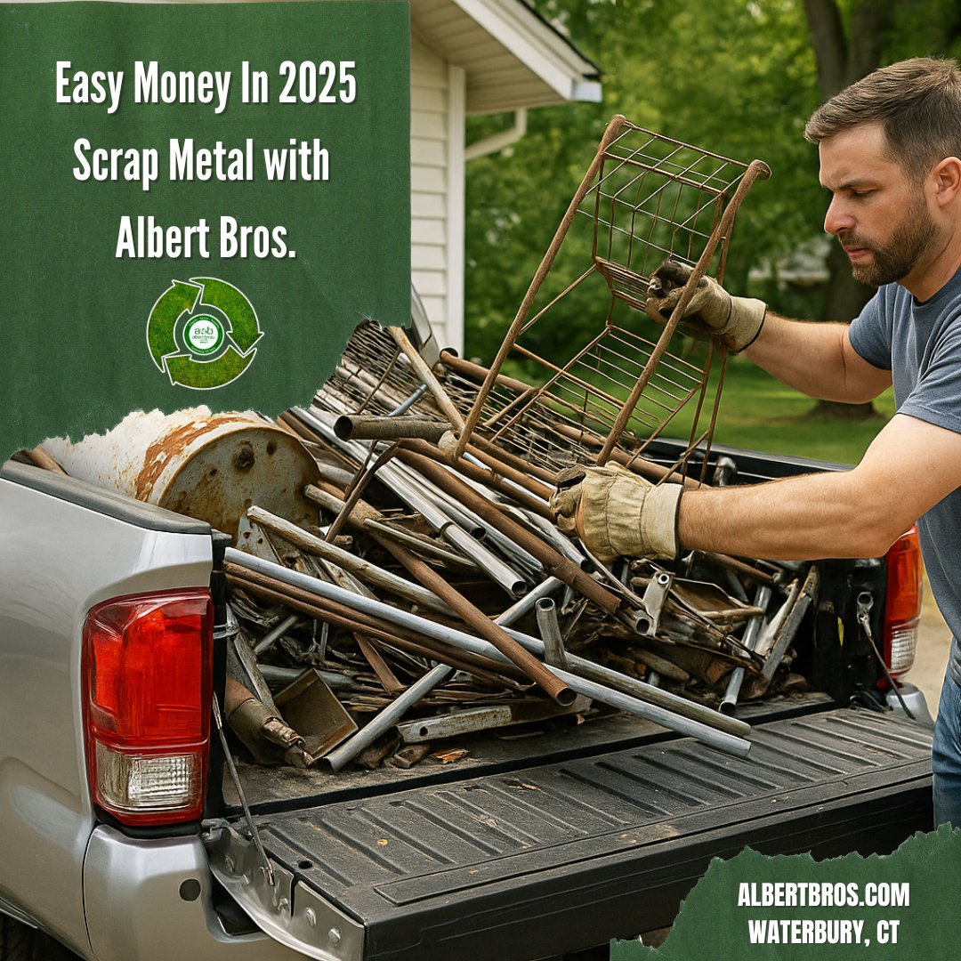 Spring cleaning? Don’t toss that old metal. Get 💵 for it.

Rusty chairs, pipe scraps, broken tools — it all adds up.

Bring your scrap to Albert Bros. in Waterbury, CT and cash in.

📍 albertbros.com
#ScrapMetal #CTRecycling #SpringCleanout #AlbertBros