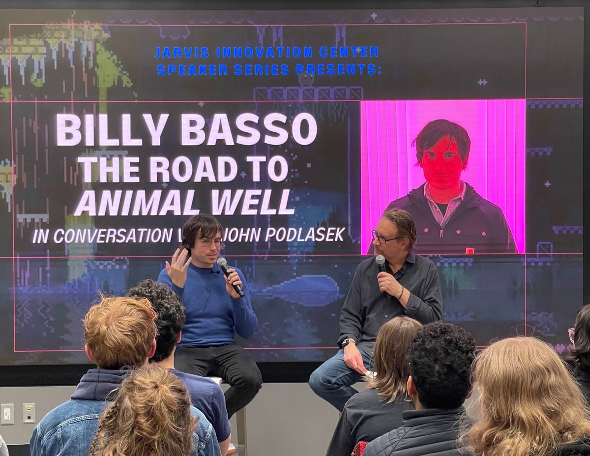 CDMDePaul's tweet photo. Thank you to @depaulalumni Billy Basso fo returning to campus to talk to us about his critically acclaimed indie game ANIMAL WELL as part of our Jarvis Speaker Series! https://t.co/3LioHIAgKj