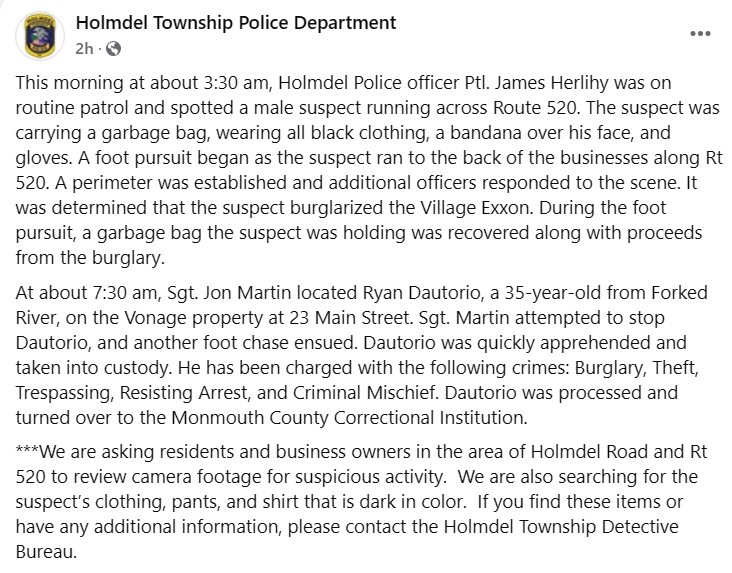 Holmdelpolice's tweet image. If you have any information, please contact the Holmdel Township Police Detective Bureau at 732-946-4400.