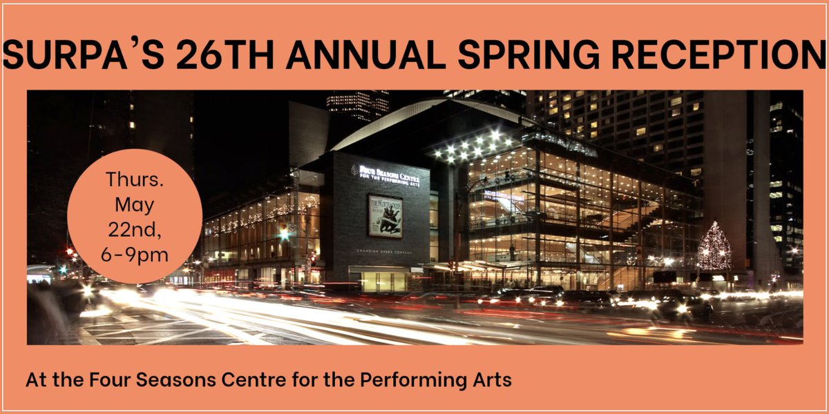 Looking forward to the TMU SURPA Planning Alumni 2025 Spring Reception on May 22!

A key networking + fundraising event for planning, real estate &amp; development – now in its 26th year.

🎟 bit.ly/4lSOHry

#TMU #SURPA #UrbanPlanning #COT