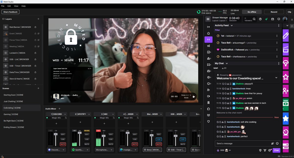 jules ⋆ (@julesvernnn) on Twitter photo when <a href="/StreamWithMeld/">Meld Studio</a> rolls out docked chat but you turn it into the entire stream manager dashboard instead-
✅ activity feed
✅ chat box
✅ stream info
✅ goals, clips, etc. when <a href="/StreamWithMeld/">Meld Studio</a> rolls out docked chat but you turn it into the entire stream manager dashboard instead-
✅ activity feed
✅ chat box
✅ stream info
✅ goals, clips, etc.