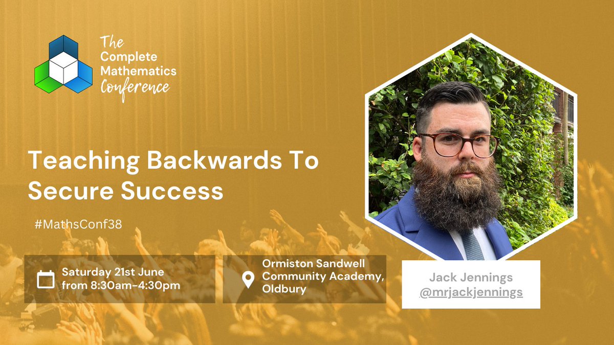 Complete Maths (@lasalleed) on Twitter photo 📣 Another #MathsConf38 workshop announcement!
🧮 Teaching Backwards To Secure Success 👨🏫👩🏫
This one will be run by
<a href="/mrjackjennings/">Jack Jennings</a>
👉 Learn more about this workshop, propose a session and book your ticket here: completemaths.com/community/math… 📣 Another #MathsConf38 workshop announcement!
🧮 Teaching Backwards To Secure Success 👨🏫👩🏫
This one will be run by
<a href="/mrjackjennings/">Jack Jennings</a>
👉 Learn more about this workshop, propose a session and book your ticket here: completemaths.com/community/math…