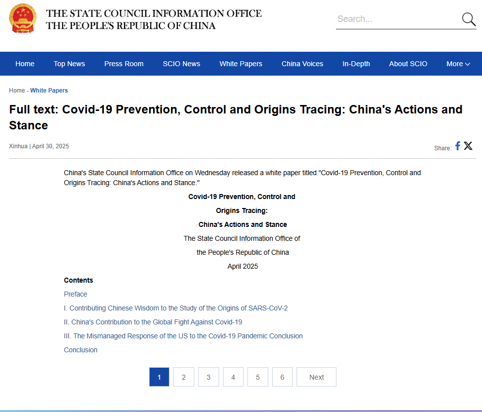 ChineseEmbinUS's tweet photo. China's white paper: "Covid-19 Prevention, Control and Origins Tracing: China's Actions and Stance."
Full Text: https://t.co/DDK56zGXQU https://t.co/M2VQaYM9i7