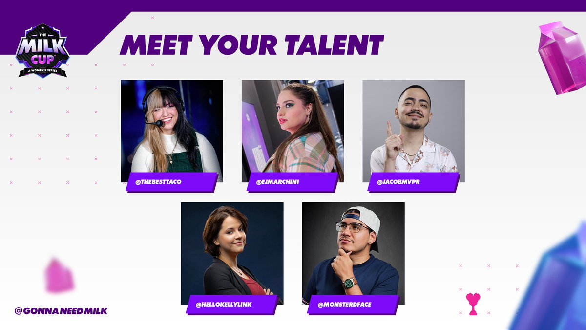 Raidiant (@raidiantgg) on Twitter photo 🎙️ Get ready for an epic cast for #TheMilkCup Qualifier 1 Main Event! 🔥
🥛 <a href="/thebesttaco/">Taco</a>
🥛 <a href="/ejmarchini/">Elisabeth Marchini</a>
🥛 <a href="/JacobMvPR/">Jacob PR</a>
🥛 <a href="/HelloKellyLink/">Kelly Link</a>
🥛 <a href="/MonsterDface/">Javier 🇵🇷</a> 🎙️ Get ready for an epic cast for #TheMilkCup Qualifier 1 Main Event! 🔥
🥛 <a href="/thebesttaco/">Taco</a>
🥛 <a href="/ejmarchini/">Elisabeth Marchini</a>
🥛 <a href="/JacobMvPR/">Jacob PR</a>
🥛 <a href="/HelloKellyLink/">Kelly Link</a>
🥛 <a href="/MonsterDface/">Javier 🇵🇷</a>