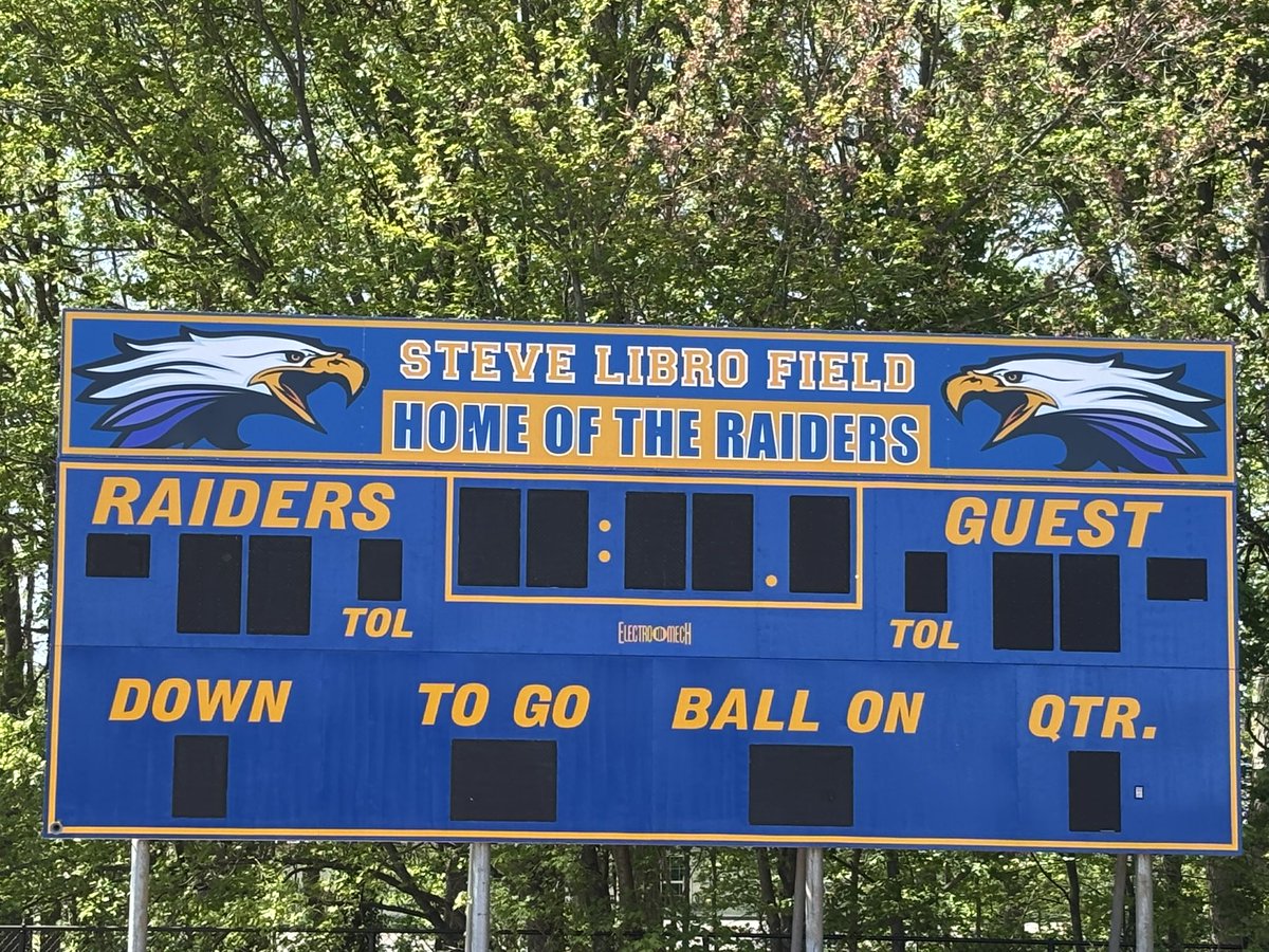 Stadium scoreboard - new sign, paint, and lettering! Thanks to all who assisted