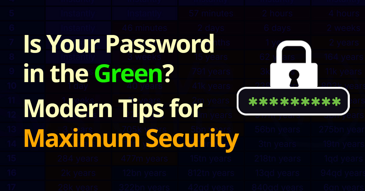 Is Your Password in the Green? Modern Tips for Maximum Security

In today’s connected world, having strong and reliable passwords is no longer optional—it’s a basic necessity for protecting one’s privacy and digital identity from malicious hackers.
Find out if your passwords are
