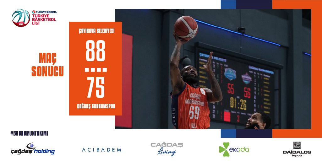 Maç sonucumuz:
Çayırova Belediyesi 88-75 Çağdaş Bodrumspor

#bodrum
#cagdasbodrumsporkulubu
#bodrumuntakımı