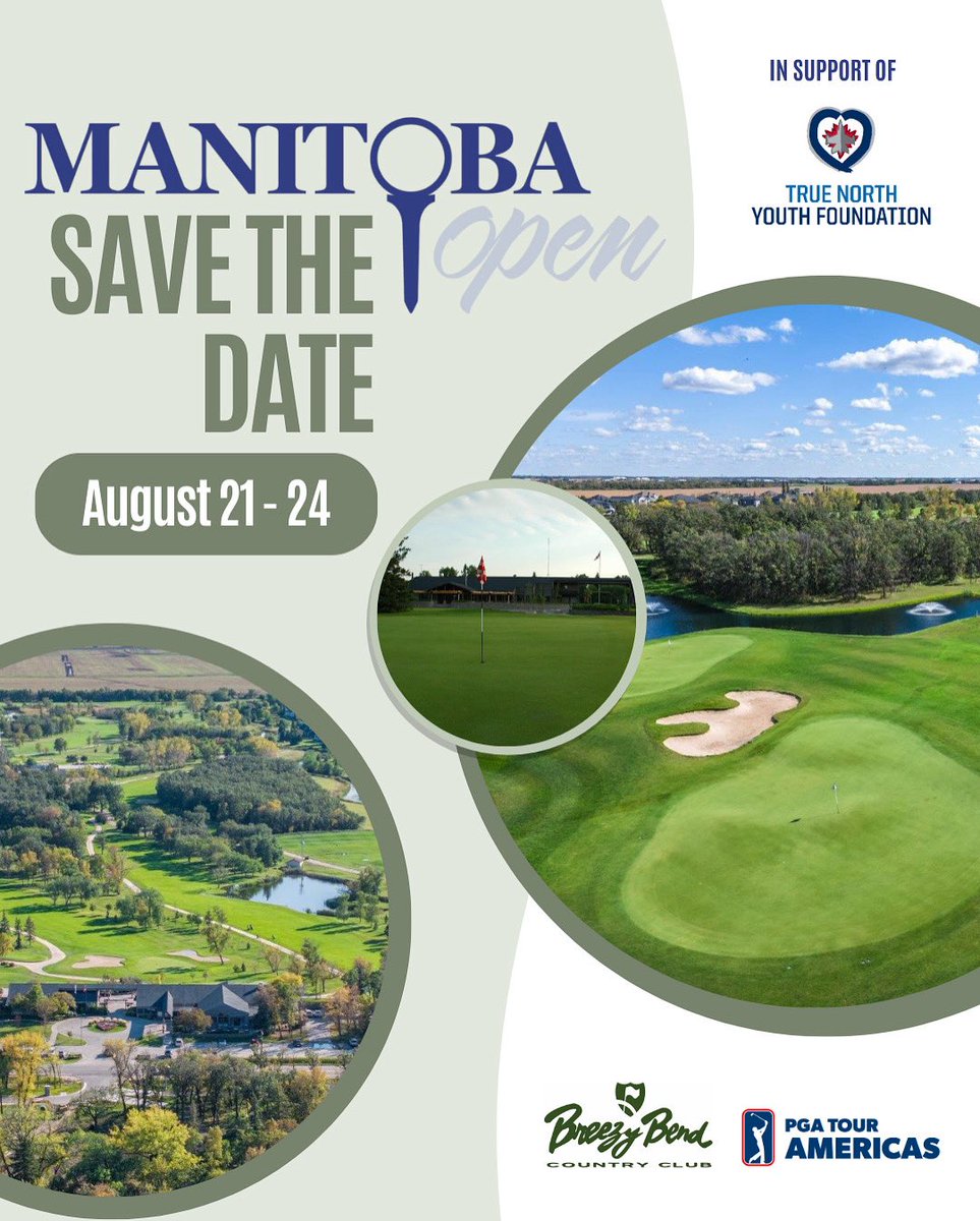 Manitoba Open (@manitobaopen) on Twitter photo The Manitoba Open returns to <a href="/breezybend/">Breezy Bend</a>! 🏌️♂
The Manitoba Open has launched the careers of rising <a href="/PGATOUR/">PGA TOUR</a> stars since 1919, - and now, a new chapter begins at a brand-new venue.
Join us for an unforgettable week of championship golf ⛳
| <a href="/PGATOURAmericas/">PGA TOUR Americas</a> The Manitoba Open returns to <a href="/breezybend/">Breezy Bend</a>! 🏌️♂
The Manitoba Open has launched the careers of rising <a href="/PGATOUR/">PGA TOUR</a> stars since 1919, - and now, a new chapter begins at a brand-new venue.
Join us for an unforgettable week of championship golf ⛳
| <a href="/PGATOURAmericas/">PGA TOUR Americas</a>