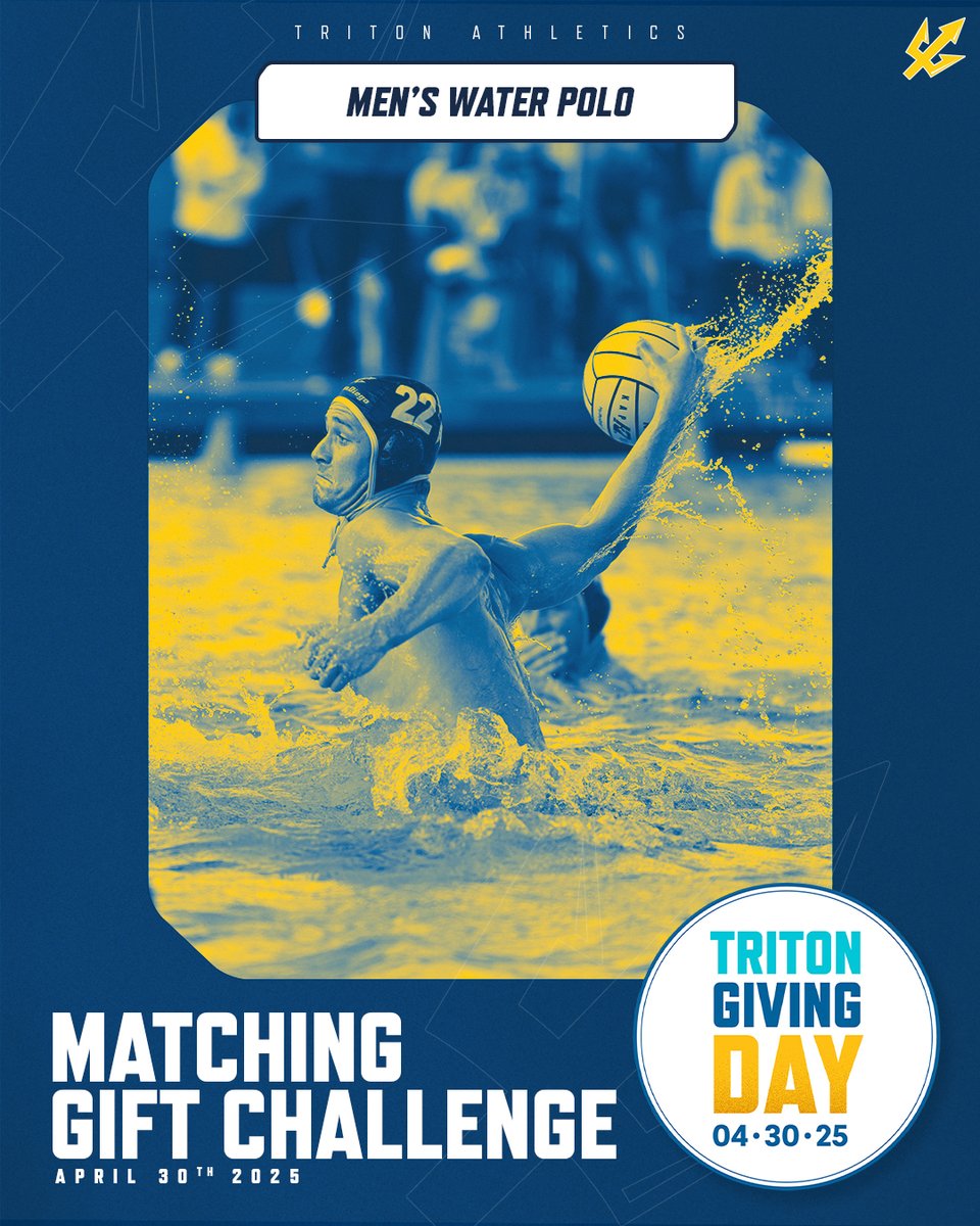 UCSDmwp's tweet image. MATCHING ALERT! 🎁
Gifts to the Men’s Water Polo team will be matched dollar-for-dollar up to $15,000. Give now to double your impact!
Donate today to have your dollar be matched by alumni Nick Takahashi!
bit.ly/3JZ6lIn
