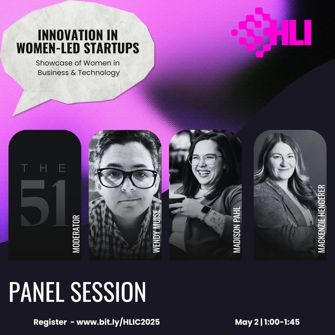 You won't want to miss this showcase of women in business &amp; tech!

A conversation on bold ideas, barriers, and breakthrough moments in building and scaling startups.

📅 May 2 | 1:00–1:45
🔗 Register: bit.ly/HLIC2025

#HLIC2025 #WomenInBusiness #FemaleFounders