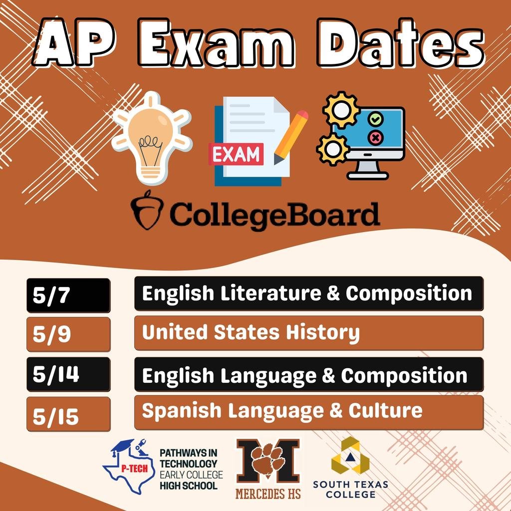 MercedesHS_'s tweet image. Attention MHS Students! 📢 Don't miss these crucial AP Testing Dates! Review the schedule and get ready for success! 💪 #MHS #APPrep #TestDates #YouGotThis