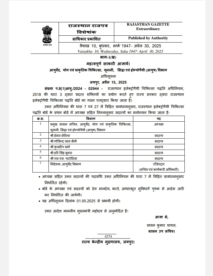 manojpehul's tweet image. राजस्थान की भजनलाल शर्मा सरकार का बड़ा फैसला... राजस्थान इलेक्ट्रोपैथी चिकित्सा पद्धति बोर्ड का गठन...6 साल पहले वसुंधरा राजे सरकार ने विधानसभा में अधिनियम के जरिए इस पद्धति को दी थी मान्यता..!!