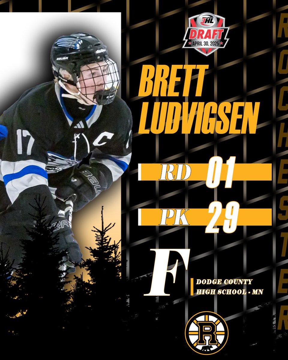 With the 29th pick in the 1st round of the 2025 NA3HL Draft, the Rochester Grizzlies select Forward, Brett Ludvigsen from Kasson, Minnesota.

In his High School career, Brett tallied 202 points(85G, 117A) with the Wildcats.

Welcome to the Grizz, Brett!

#WeAreRochester