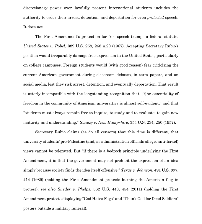 TheFIREorg's tweet image. FILED: Detaining Tufts University student Rümeysa Öztürk for writing an op-ed critical of Israel is both unlawful and un-American.

Now, FIRE is joined by @ncacensorship, @Cato, @PENamerica, @Rutherford_Inst, and others in standing with Ms. Öztürk against this authoritarian act.