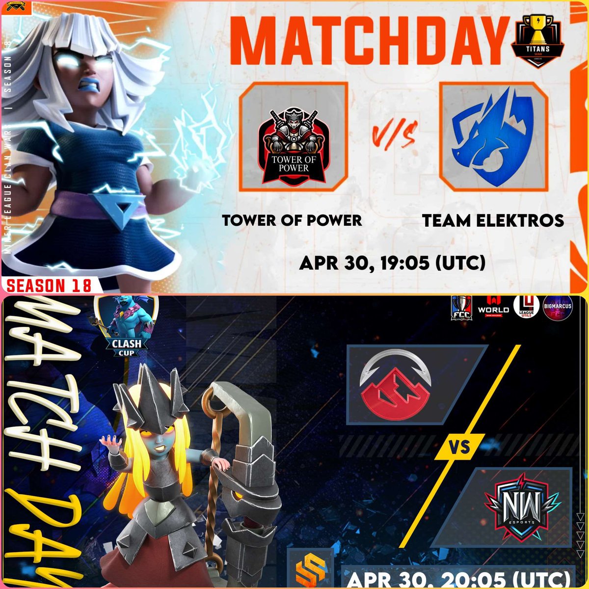 🟣 LIVEEEEEEEEE! 

Estamos en Directo con Doble Guerraza! 😍

🏆 MLCW | FCC - RO16

✅ Team Elektros 🆚 Tower Of Power
✅ ELEVATE 🆚 Night Warriors

TODO el MUNDO para DENTRO! ❤

📺 twitch.tv/style_coc