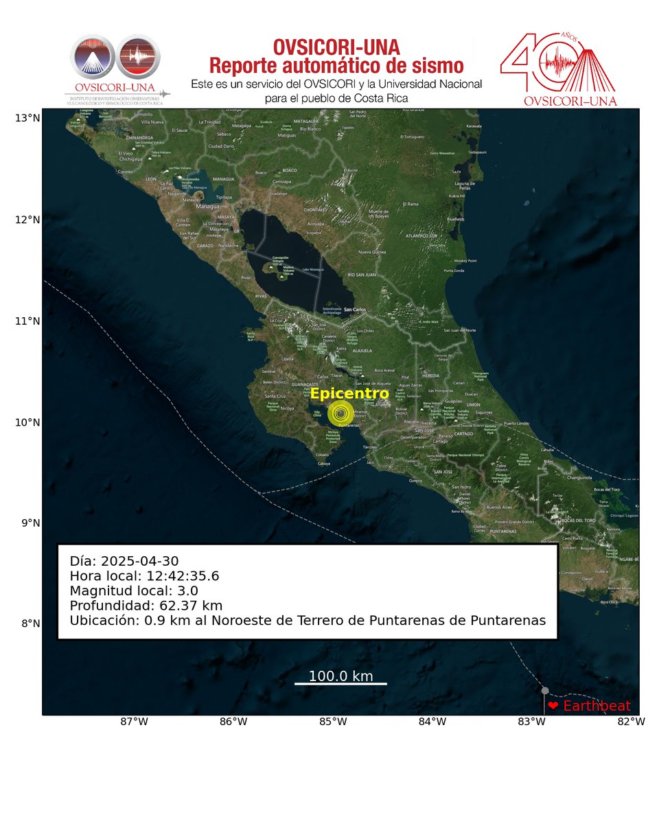 OVSICORI_UNA's tweet photo. 2025-04-30 12:42:35.6, Mag:3.0, Prof: 62.37, Epicentro: 0.9 km al Noroeste de Terrero de Puntarenas de Puntarenas. #ovsicori #SomosUNA #SismoCR #Temblor #TemblorCR #Terremoto https://t.co/rTOcUXBkcl