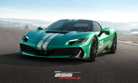 TimesGenz's tweet photo. #Breaking Ferrari has unveiled 296 Speciale. The vehicle is powered by a plug-in hybrid powertrain that produces 867hp, more than the standard 296 GTB's 818hp. This makes it the most powerful rear-wheel-drive Ferrari road car ever. 
#IPL2025 #automobile #PakistanBehindPahalgam https://t.co/YkouHptyii