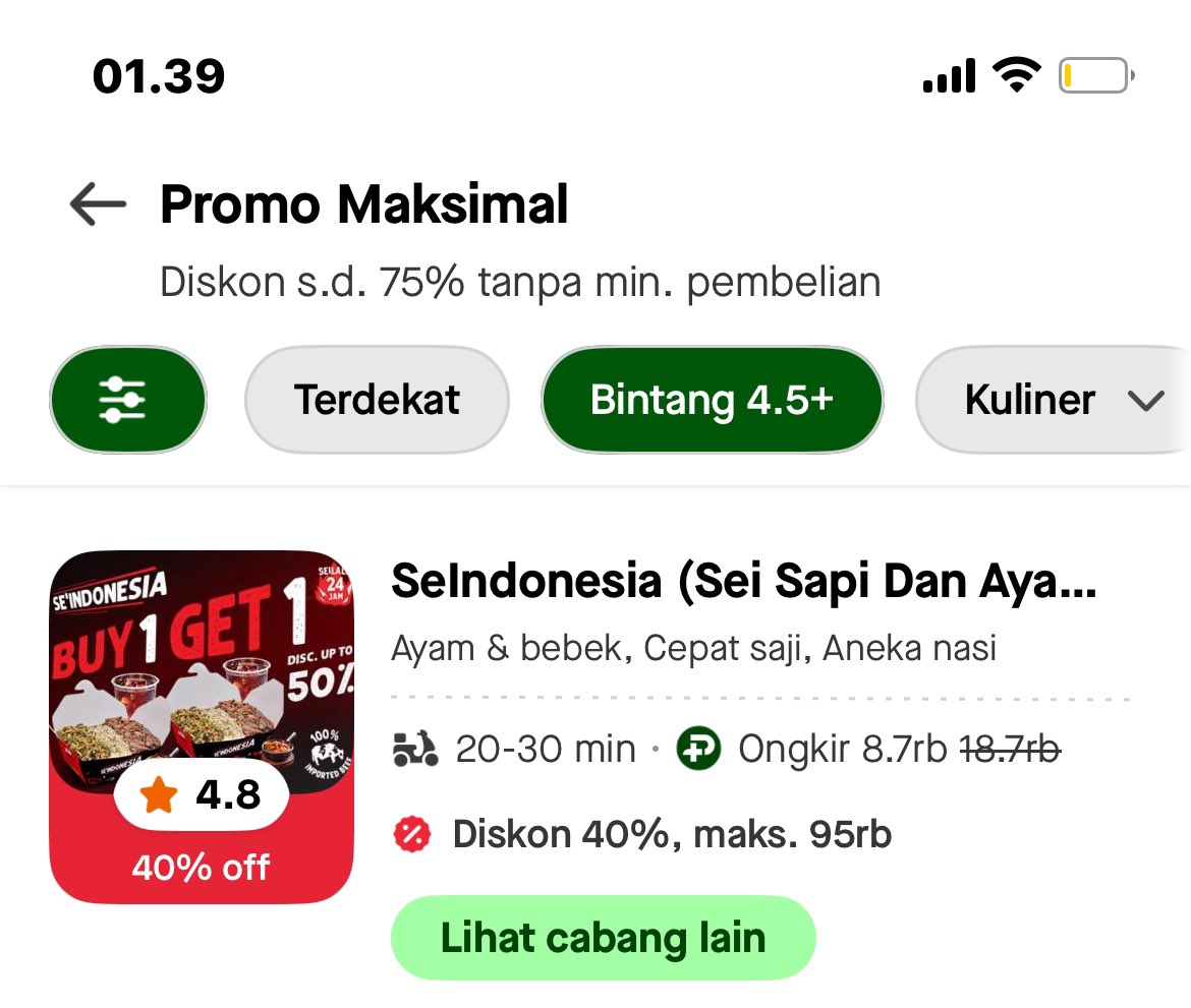 tytriyana_16's tweet photo. @gofoodindonesia #GoFoodTraktir #PromoMaksimal pengen banget cobain SeIndonesia (Sei Sapi dan Ayam Indonesia) dengan rating usaha 4.8 dan banyak ulasannya jadi tertarik banget buat cobain ditambah promo Maksimal bikin hematnya maksimal jd harus cobain @Maulaa313 @mang_aris12 @mastiah_WINWIN https://t.co/qKfmI1B1zq