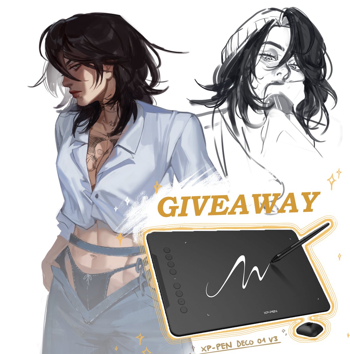after a long period of absence, I'm back with a ✨ SURPRISE~✨

XP-Pen has partnered with me to giveaway a DECO 01 V3 to one of my lucky followers!

I'll list the details on how to enter in the replies below~