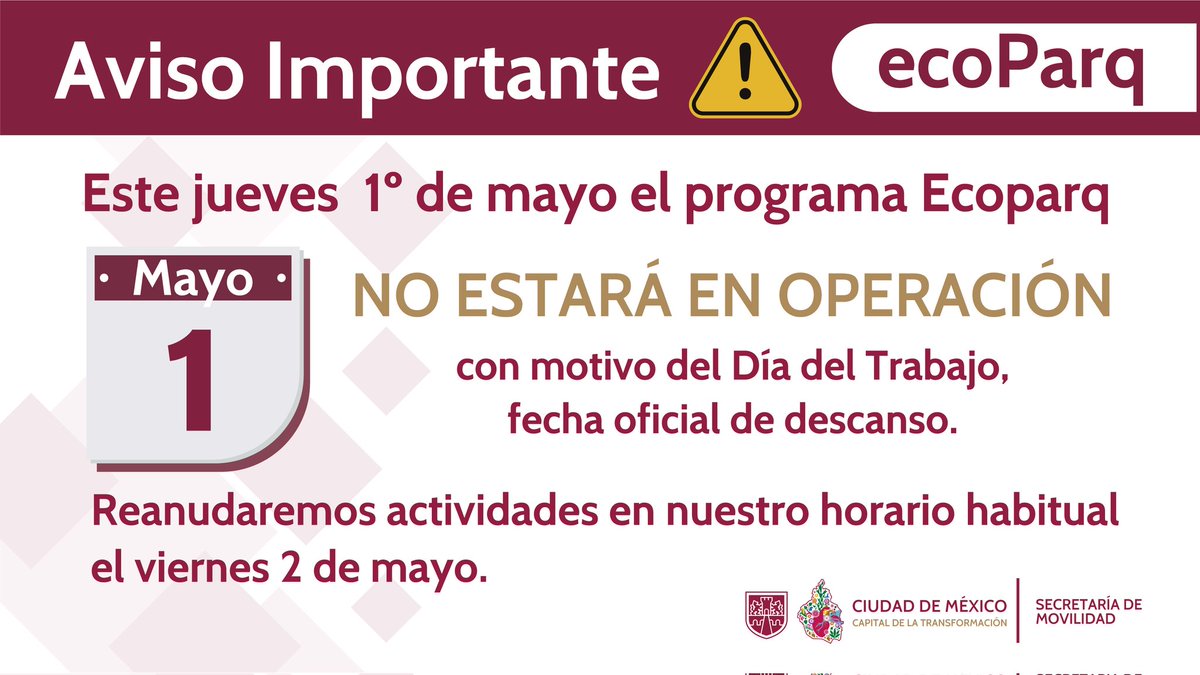 📢Aviso Importante:
#ecoParqInforma.
