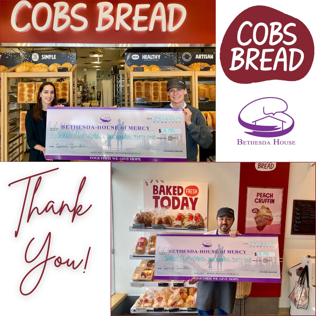 Bethesda House (@bethesdahouseon) on Twitter photo 🍞💜 A HUGE thank you to @cobsbreadbowmanville for choosing <a href="/BethesdaHouse/">Bethesda House</a> as the recipient of their incredible DOUGHNATION DAY initiative — raising an amazing $3,155 for our shelter and outreach services!
#DoughnationDay #CommunitySupport #COBSBreadBowmanville #EndGBV 🍞💜 A HUGE thank you to @cobsbreadbowmanville for choosing <a href="/BethesdaHouse/">Bethesda House</a> as the recipient of their incredible DOUGHNATION DAY initiative — raising an amazing $3,155 for our shelter and outreach services!
#DoughnationDay #CommunitySupport #COBSBreadBowmanville #EndGBV