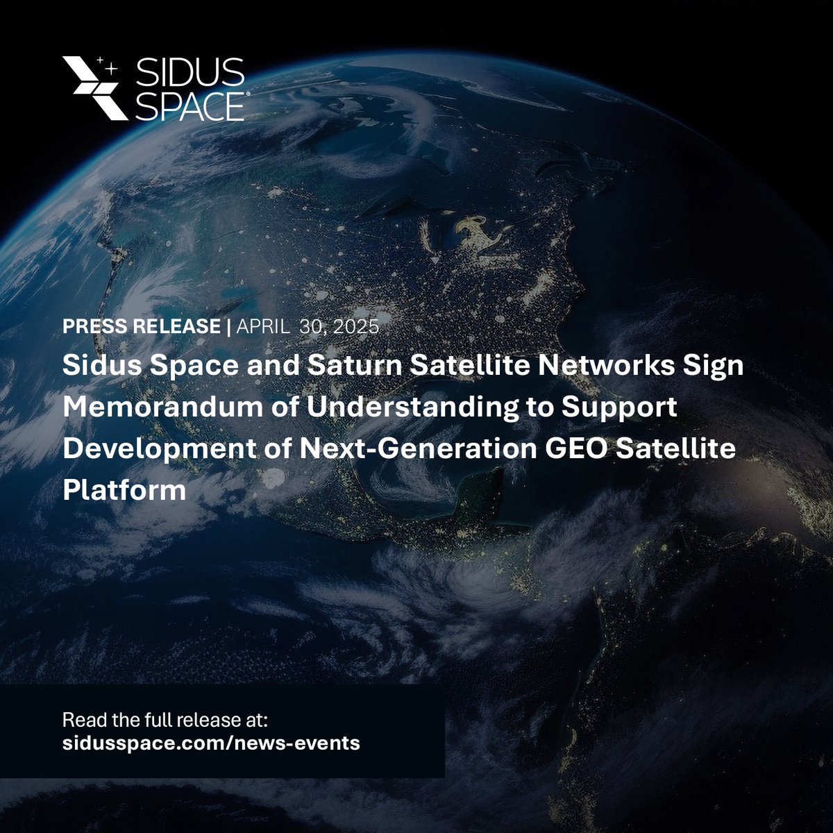 Sidus Space (@sidusspace) on Twitter photo Sidus Space and Saturn Satellite Networks Sign Memorandum of Understanding to Support Development of Next-Generation GEO Satellite Platform 🛰️
Continue readingđź”—: brnw.ch/SSN
$SIDU #SidusNews #SpaceInnovation #AerospaceCollaboration #SaturnSatelliteNetworks Sidus Space and Saturn Satellite Networks Sign Memorandum of Understanding to Support Development of Next-Generation GEO Satellite Platform 🛰️
Continue readingđź”—: brnw.ch/SSN
$SIDU #SidusNews #SpaceInnovation #AerospaceCollaboration #SaturnSatelliteNetworks