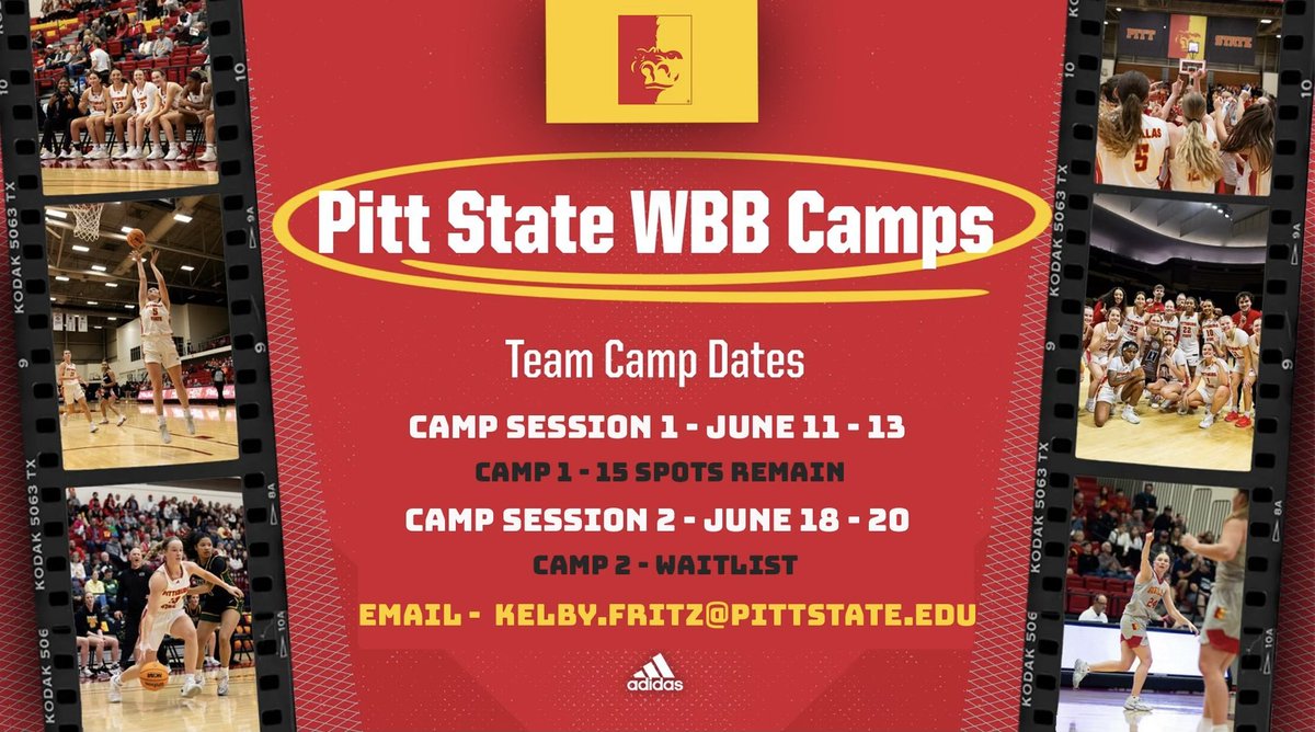 Pitt State Women's Basketball π (@gorillaswbb) on Twitter photo Team Camp is right around the corner! If your team is interested in joining our Pittsburg State WBB team camp this summer email Coach Fritz at kelby.fritz@pittstate.edu to sign up. For more information visit gorillabballcamps.com . We look forward to seeing you this summer! Team Camp is right around the corner! If your team is interested in joining our Pittsburg State WBB team camp this summer email Coach Fritz at kelby.fritz@pittstate.edu to sign up. For more information visit gorillabballcamps.com . We look forward to seeing you this summer!