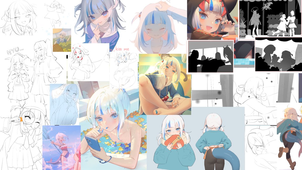 deme_is_deme's tweet image. I draw slow but I did drew quite a lot gura (& myth) over the past 5 years🥲 I found many nice drafts that I wasn't able to continue drawing, and I really hate past me of not able to do so due to the lack of knowledge and skills😭