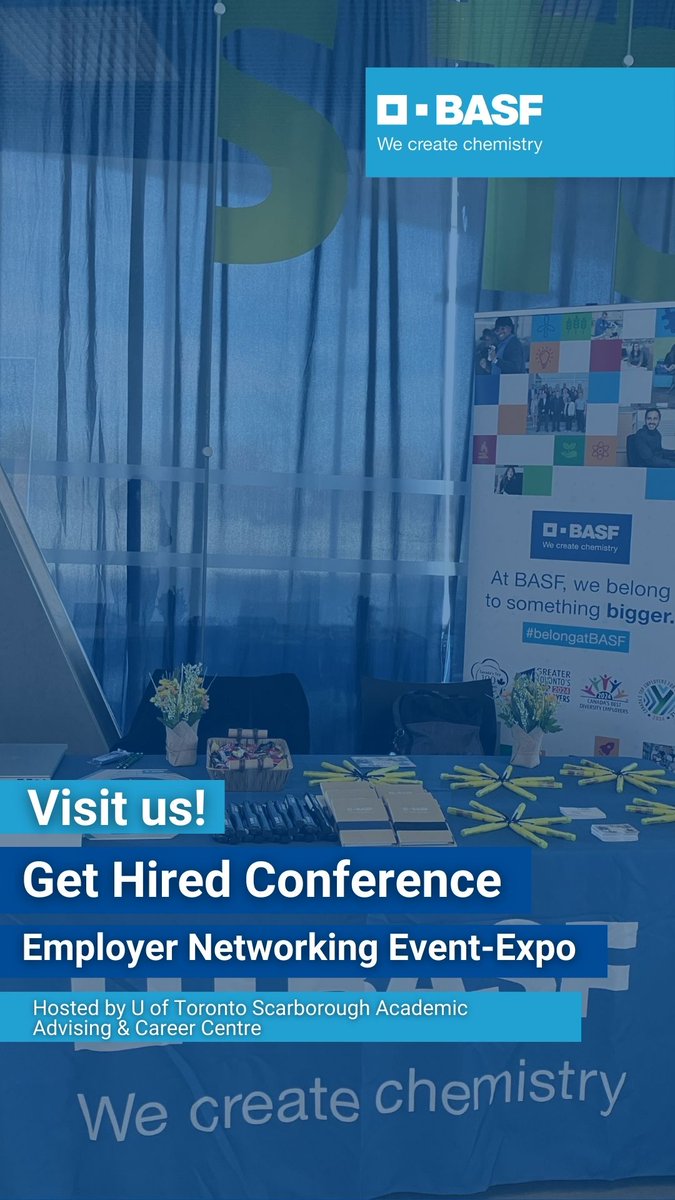 BASF Canada (@basfcanada) on Twitter photo Today, our BASF team is on-site at <a href="/UofT/">University of Toronto</a> 's Get Hired Conference to meet with top talent in the Employer Networking Event! Stop by our booth to learn about the exciting career opportunities at BASF & how you can be part of our team! #GetHired #CareerOpportunities #Innovation Today, our BASF team is on-site at <a href="/UofT/">University of Toronto</a> 's Get Hired Conference to meet with top talent in the Employer Networking Event! Stop by our booth to learn about the exciting career opportunities at BASF & how you can be part of our team! #GetHired #CareerOpportunities #Innovation