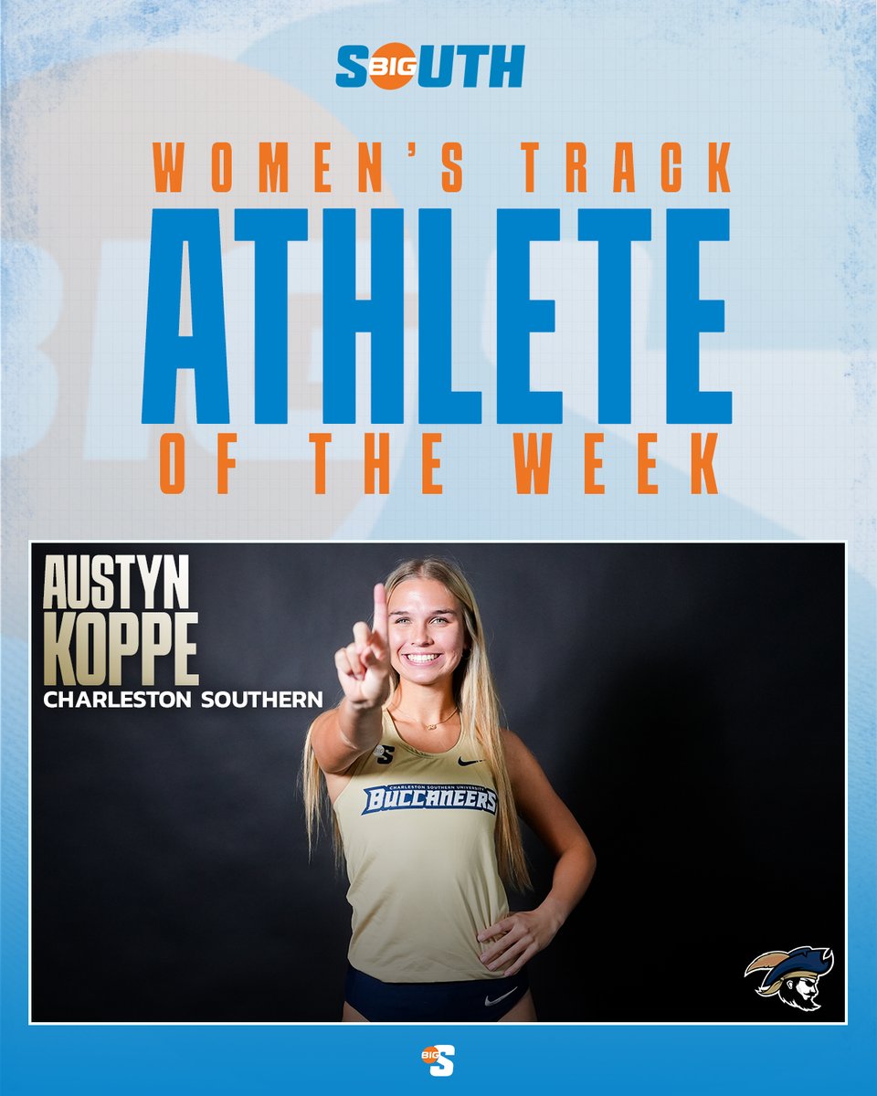 Big South Conference (@bigsouthsports) on Twitter photo She took 6οΈβ£th overall in the 100m Hurdles at the Charlotte Invitational with a PR time of 13.46 -- the 7οΈβ£th-fastest performance in Big South history
<a href="/CSUXCTrackField/">Charleston Southern XC/T&F</a>'s Austyn Koppe is the Women's #BigSouthOTF Athlete of the Week! She took 6οΈβ£th overall in the 100m Hurdles at the Charlotte Invitational with a PR time of 13.46 -- the 7οΈβ£th-fastest performance in Big South history
<a href="/CSUXCTrackField/">Charleston Southern XC/T&F</a>'s Austyn Koppe is the Women's #BigSouthOTF Athlete of the Week!