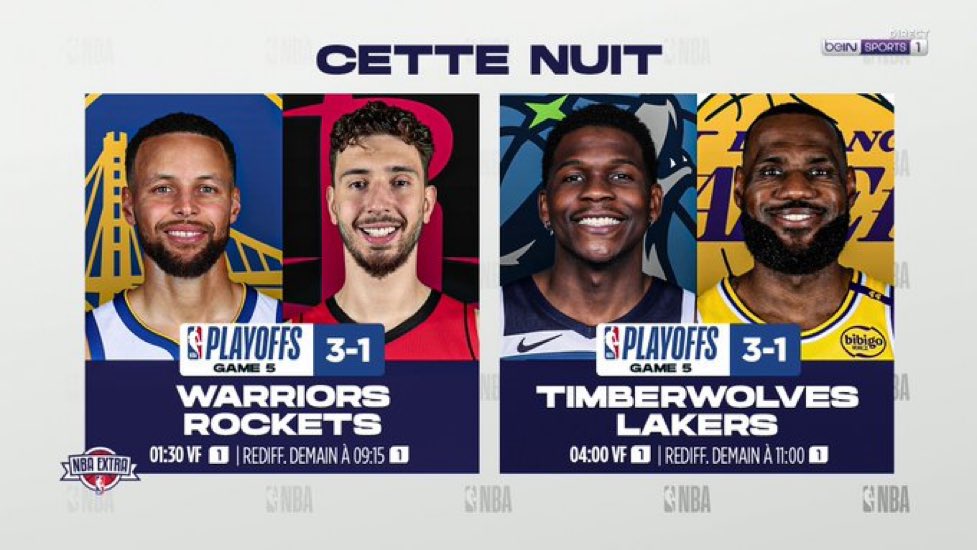 LIONEL BUTON (@liobuton) on Twitter photo Le double-header de la nuit <a href="/beinsports_FR/">beIN SPORTS</a>
👉Warriors - Rockets 1h30
🎙️<a href="/ERICMICOUD/">Eric Micoud</a> <a href="/Schweickert1/">FredS.</a>
👉Timberwolves - Lakers 4h00
🎙️<a href="/Bigfredstyle/">Fred Weis</a> & myself
#NBAextra ☕️☕️☕️☕️☕️☕️☕️☕️ Le double-header de la nuit <a href="/beinsports_FR/">beIN SPORTS</a>
👉Warriors - Rockets 1h30
🎙️<a href="/ERICMICOUD/">Eric Micoud</a> <a href="/Schweickert1/">FredS.</a>
👉Timberwolves - Lakers 4h00
🎙️<a href="/Bigfredstyle/">Fred Weis</a> & myself
#NBAextra ☕️☕️☕️☕️☕️☕️☕️☕️
