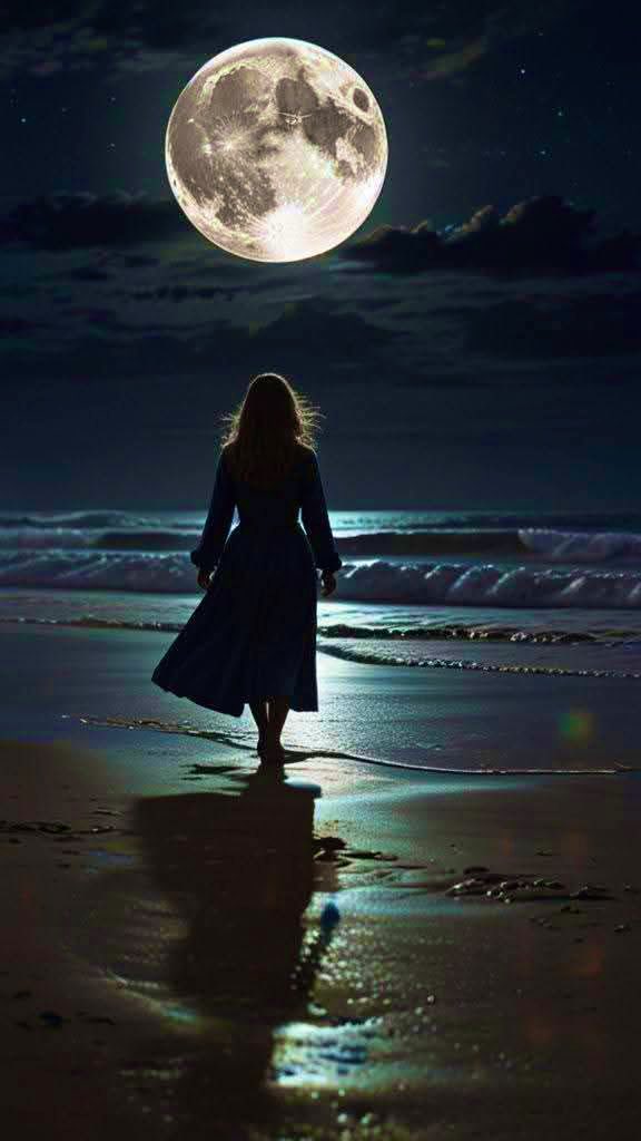 تمردت علي ظلام الليل وأبحرت
 في لذه العشق فصار القمر في 
اثر خطاها وبدد عتمه الليل