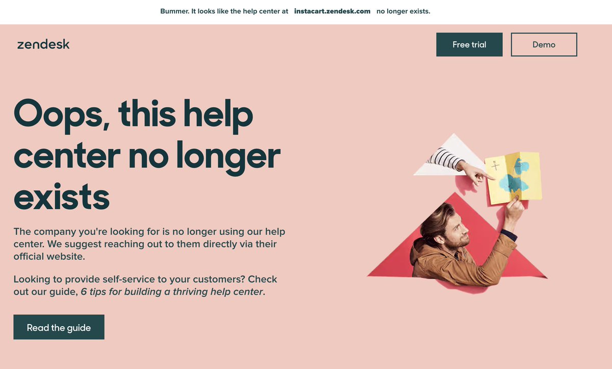 Sudzbury's tweet image. whats great is when @Instacart  gives you their "help" link and it goes to a closed website? What is up with that? shoppers.instacart.com/help 
#instafail @InstacartHelp @instashoppers
