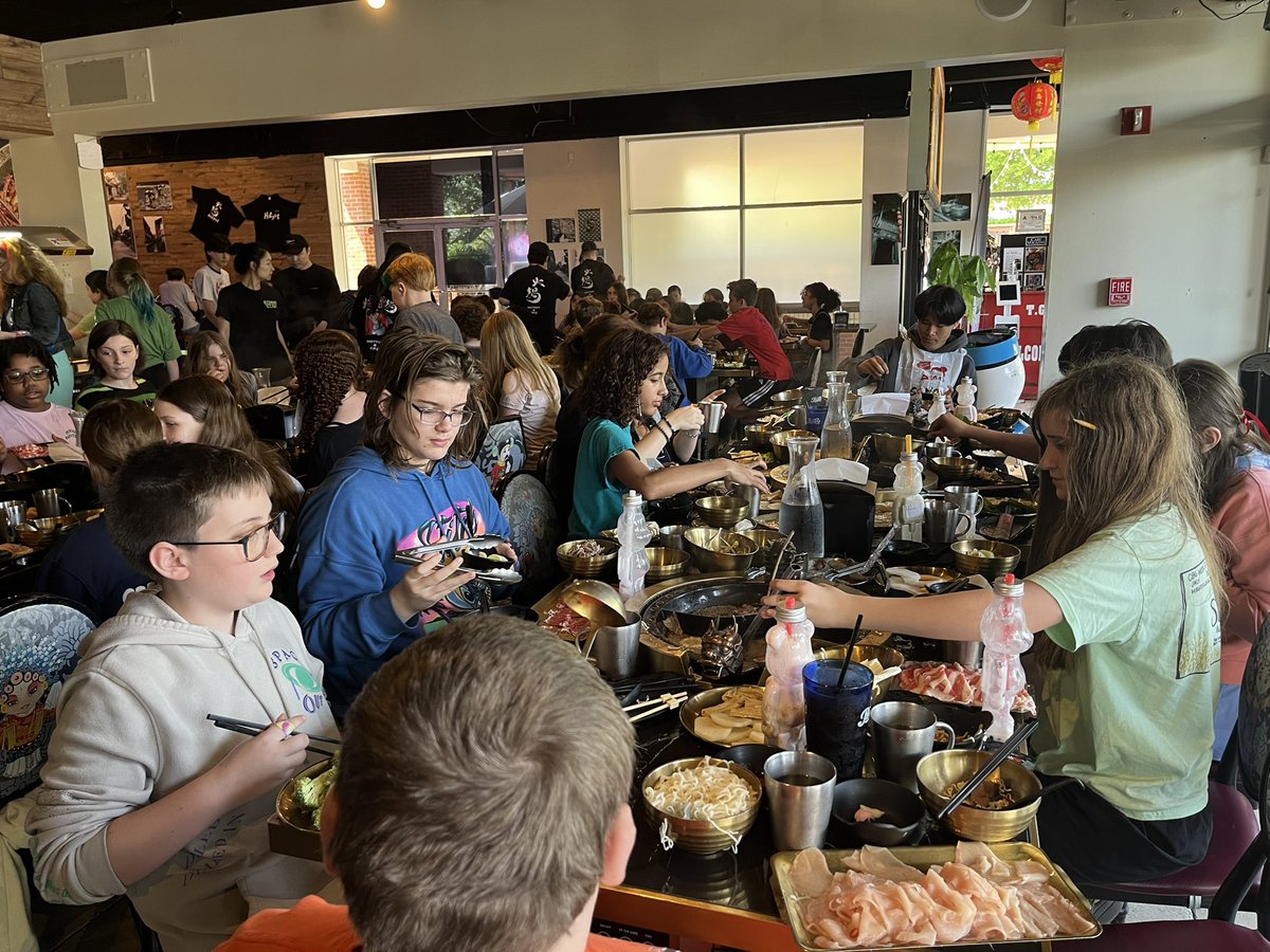 Rong Zhang (@zhangrzhang) on Twitter photo Had an amazing time at So Hot Hotpot with our Chinese class students! They got to practice using chopsticks and speaking Mandarin in a real-world setting—learning through food and fun!
<a href="/eastcarymiddle/">East Cary Magnet Middle School</a> <a href="/Ndavis615/">Dr. Nikia Davis</a> <a href="/CarrieGongGG/">DGong</a> <a href="/Lee_LaPlace/">Lee LaPlace</a> Had an amazing time at So Hot Hotpot with our Chinese class students! They got to practice using chopsticks and speaking Mandarin in a real-world setting—learning through food and fun!
<a href="/eastcarymiddle/">East Cary Magnet Middle School</a> <a href="/Ndavis615/">Dr. Nikia Davis</a> <a href="/CarrieGongGG/">DGong</a> <a href="/Lee_LaPlace/">Lee LaPlace</a>
