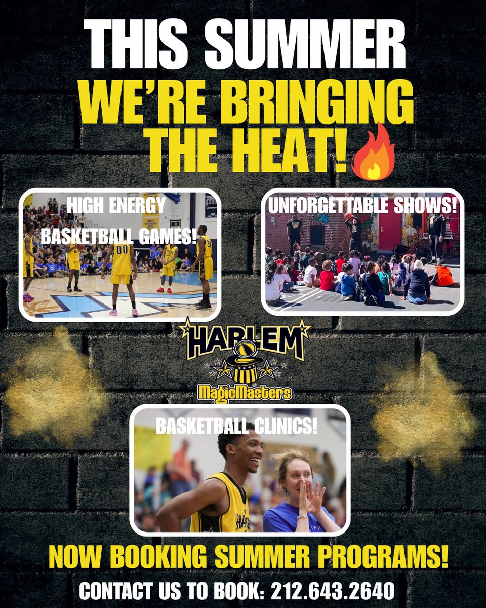 H_MagicMasters's tweet image. ☎️ 212.643.2640
📧 hmagicmasters@aol.com
💬 h_magicmasters

#harlemmagicmasters #nycsummerfun #summerrising #connect #vibes #nyckids #share #viral #summerprograms #camps #counselors #summercamps #hoops #nycsummercamps #basketballclinic #basketballgame #campshows #nycsummerevents