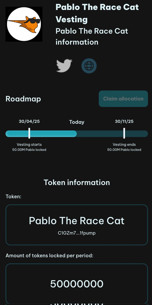pablo_trc's tweet photo. 10% of my total holdings are now locked up for 6 months! Check out the vesting info here: https://t.co/iMZZbCrWmX https://t.co/uUvkkakcqV