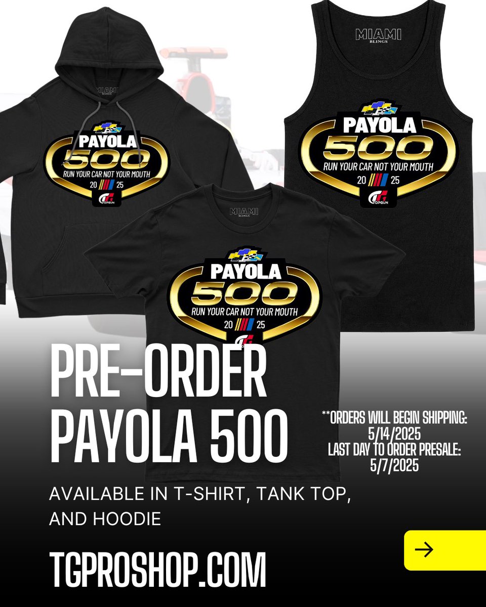 TopGunJags305's tweet image. 💰The Payola 500 collection is here &amp;amp; louder than the rumors!

😏Whether you're in the pit or just watching the chaos — wear it proud.

⏰Pre-order ends 5/7
📦Ships starting 5/14

🚨Limited run.

🏎️Let the drama drive💨

🔗 topgunproshop.com/products/pre-o…

#RunYourCarNotYourMouth