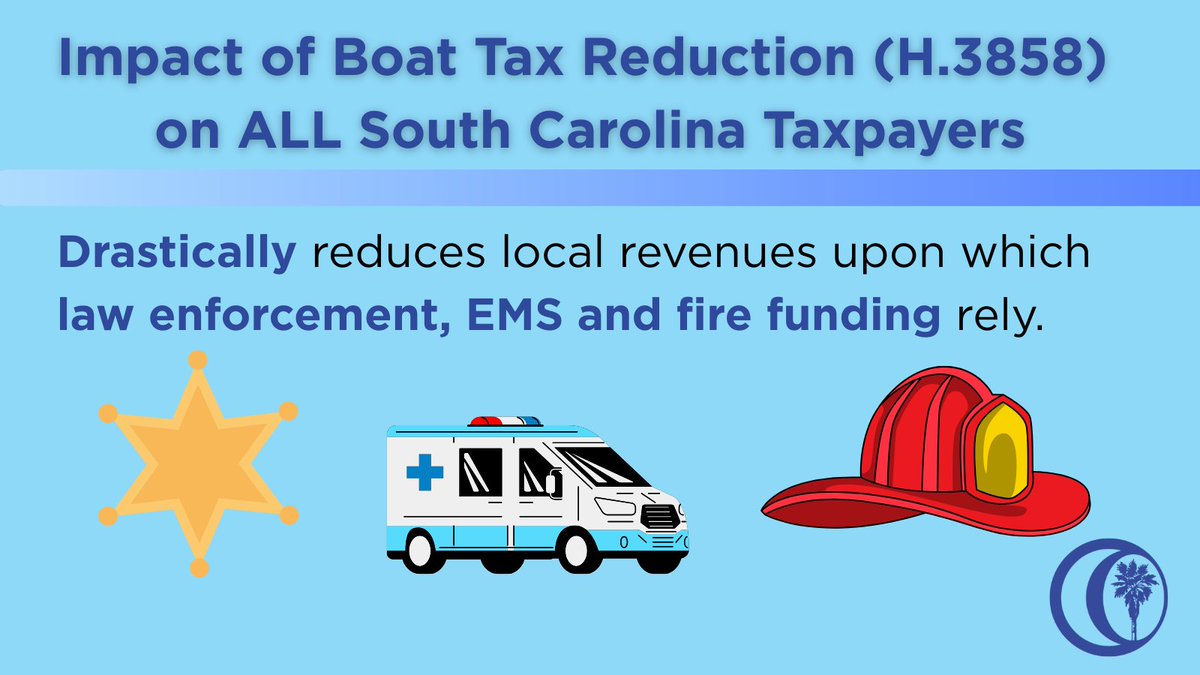 The boat tax reduction bill that passed House Ways &amp; Means today will negatively affect ALL SC taxpayers as local governments will lose revenue &amp; have to shift the tax burden to others. #H3858