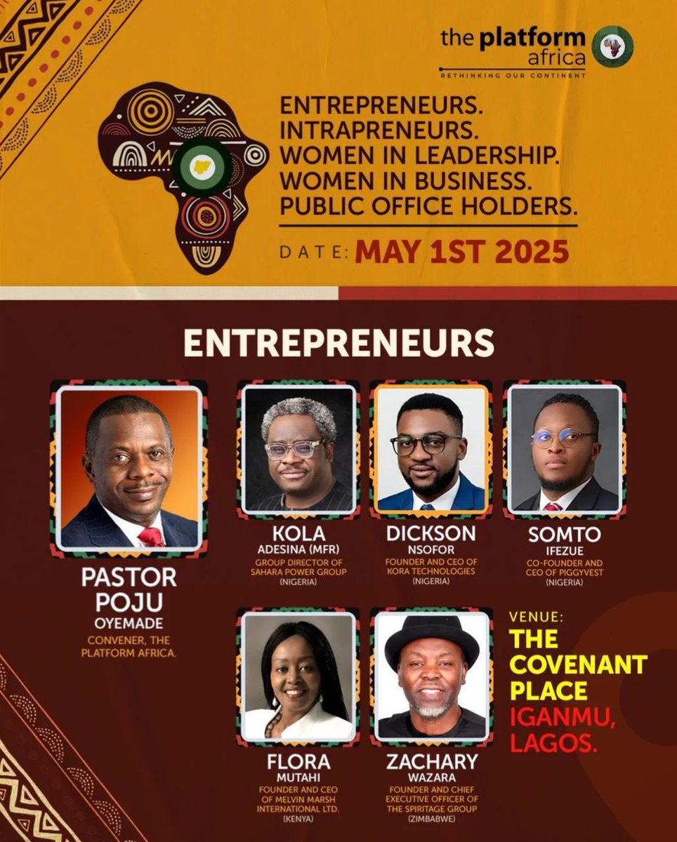 TCNBadagry's tweet image. There is a platform for you whether you are an entrepreneur, woman in leadership and business, intrapreneur, public or civil servant. Find your venue and get ready for tomorrow. 

See you at The Platform Africa 2025 

#theplatformafrica #thecovenantnation #theplatformng