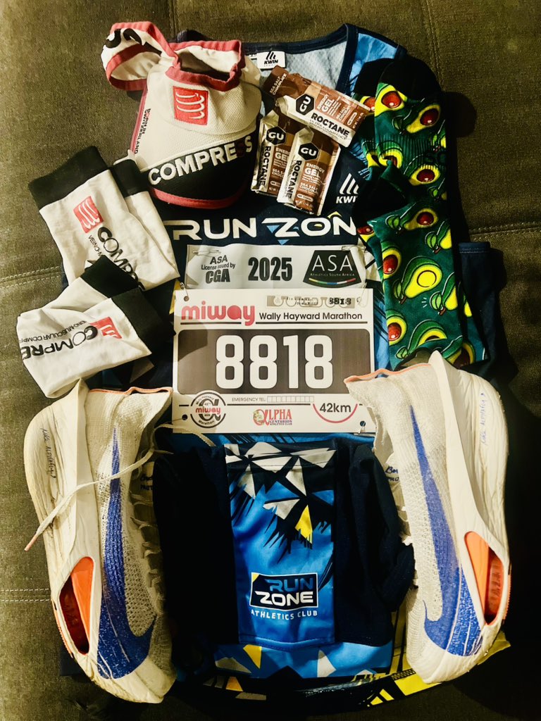 Thabo_Tk's tweet photo. Ready for Miway Wally Hayward Marathon 42km’s Run Zone Athletics Club Page representing 💪🏽#keepmoving #runzone #roadtocomrades2025 #garmin https://t.co/fGRy7Lgqct
