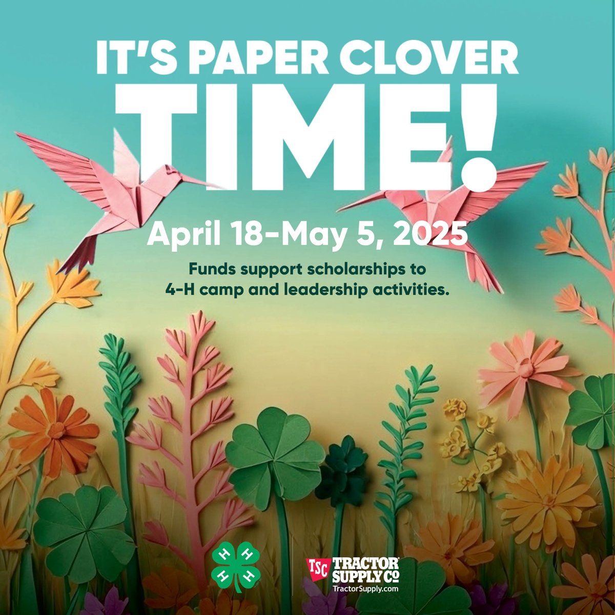 4-H (@4h) on Twitter photo ✨ #PaperClover is in full swing! Head to your nearest <a href="/TractorSupply/">Tractor Supply</a> TODAY and get your #4HPaperClover to help grow a ready generation of #4H youth. Learn more here: bit.ly/445bBFT .🍀 #4HBeyondReady #4H ✨ #PaperClover is in full swing! Head to your nearest <a href="/TractorSupply/">Tractor Supply</a> TODAY and get your #4HPaperClover to help grow a ready generation of #4H youth. Learn more here: bit.ly/445bBFT .🍀 #4HBeyondReady #4H