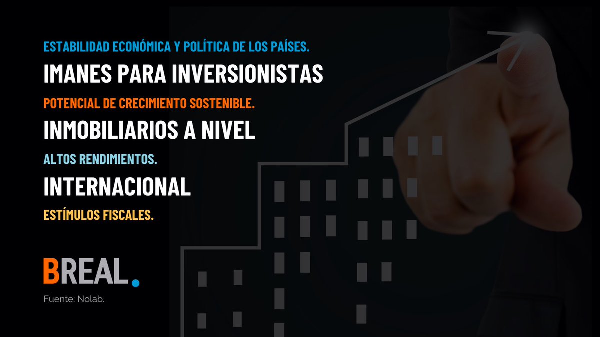 📊Al revisar las características de los países más atractivos para inversión inmobiliaria, detectamos estas que pueden definir el éxito económico de los inversores.

#RevistaInmobiliariaBReal  #SoftwareInmobiliario