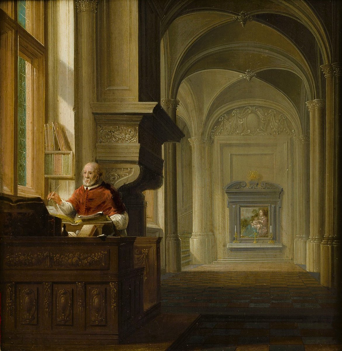 Hendrik van Steenwijck II,  1580 – 1640,  Dutch Baroque painter;  Scholar in his study