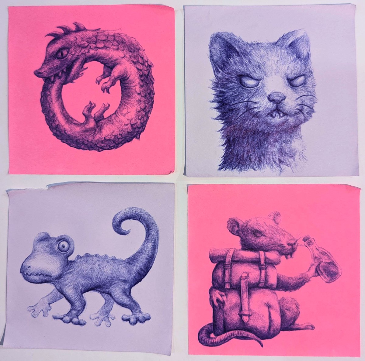 turntailart's tweet image. Did some Inscryption sketches on post-it notes during quiet hours at work! 

#Inscryption #Fanart