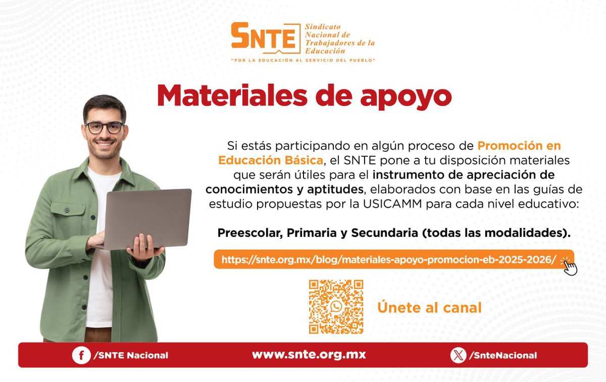 📢 ¡Información importante!

El #SNTE pone a disposición recursos clave, para ti que participas en el proceso de Promoción en Educación Básica.🏫
💡 No dejes pasar esta oportunidad de prepararte con materiales diseñados para fortalecer tu aprendizaje. 
🔗👉