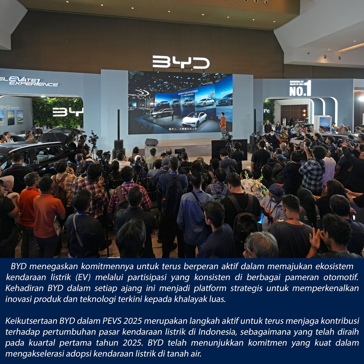 Dapurpacu_id's tweet photo. Pada ajang Periklindo Electric Vehicle Show (PEVS) 2025, booth BYD dan DENZA menempati satu area seluas 800 m2 yang terintegrasi di Hall B3, booth A5 dengan mengusung tema Elevate Experience, merefleksikan komitmen perusahaan terhadap inovasi berkelanjutan.
#byd #bydglobal https://t.co/gSPP4i1DdG