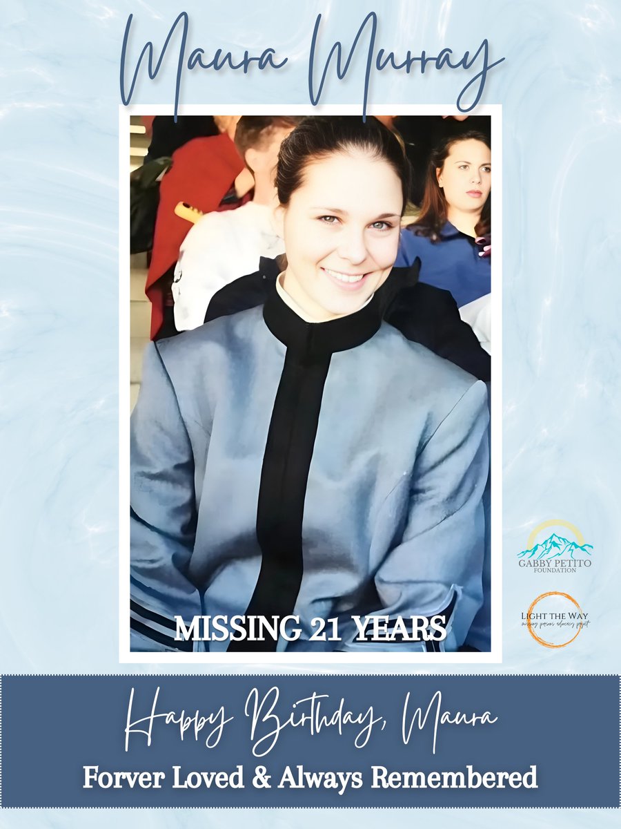 Join us in wishing #MauraMurray a happy birthday. Maura has been #missing from Haverhill, #NewHampshire, since February 9, 2004.

Maura was a daughter, a sister, a friend, and an athlete. She was known for her quick wit, her determination, and her kind heart. A standout student
